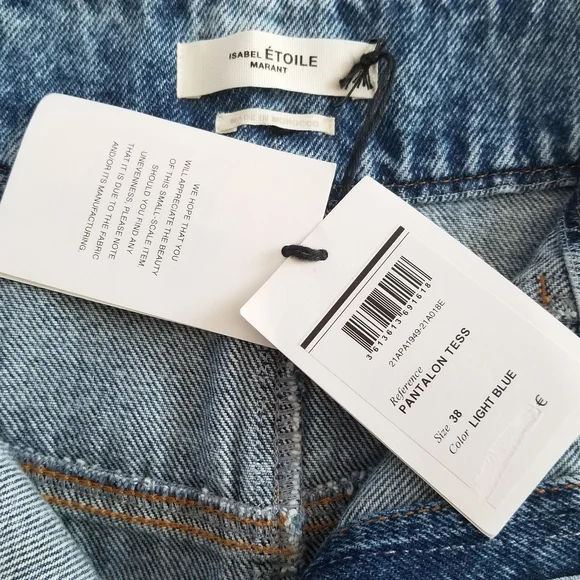 Isabel Marant Eliot High Waist Tapered Leg Jeans Size 38 Light Wash Blue - Picture 6 of 10